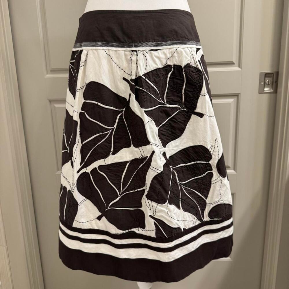 Vintage Nygard Brown White Floral Cotton Cottagecore Skirt - Picture 3 of 4